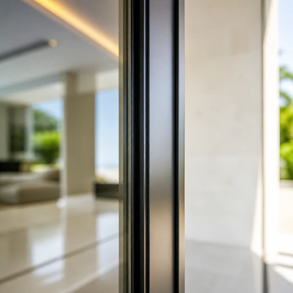 Modern impact sliding glass door frame viewed from the side in Miami Beach, FL